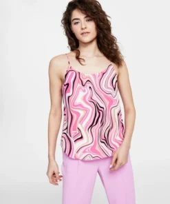 Bar III Women's Swirl Print Scoop Neck Tank Top, Created For Macy's