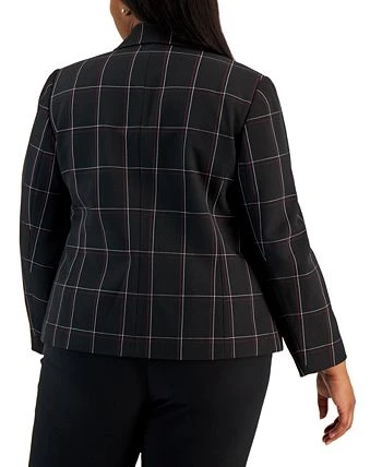 Kasper Plus Size Plaid Single-Button Notched-Collar Blazer 2 Kasper Plus Size Plaid Single-Button Notched-Collar Blazer - Image 2