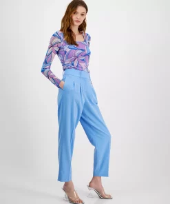 Bar III Women's Bi-Stretch Pleated Straight-Leg Ankle Pants, Created For Macy's 11 Bar III Women's Bi-Stretch Pleated Straight-Leg Ankle Pants, Created For Macy's -CeCe cloth-shop 23628654 fpx