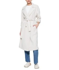 Black Tape Women's Double-Breasted Belted Knit Trench Coat