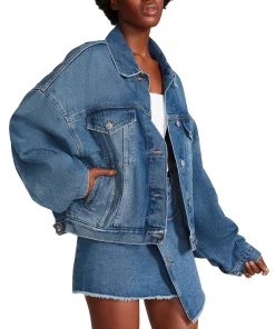 Steve Madden Women's Sienna Oversized Denim Trucker Jacket 8 Steve Madden Women's Sienna Oversized Denim Trucker Jacket -CeCe cloth-shop 23642003 fpx