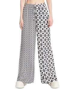 Steve Madden Women's Dorian Mixed-Print Pull-On Wide-Leg Satin Pants