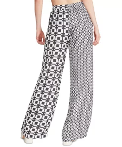 Steve Madden Women's Dorian Mixed-Print Pull-On Wide-Leg Satin Pants -CeCe cloth-shop 23642021 fpx