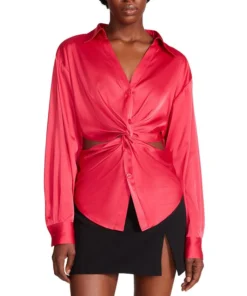 Steve Madden Women's Elle Satin Cutout Twist-Front Blouse