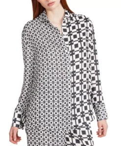 Steve Madden Women's Delancey Mixed-Print Satin Top -CeCe cloth-shop 23642064 fpx