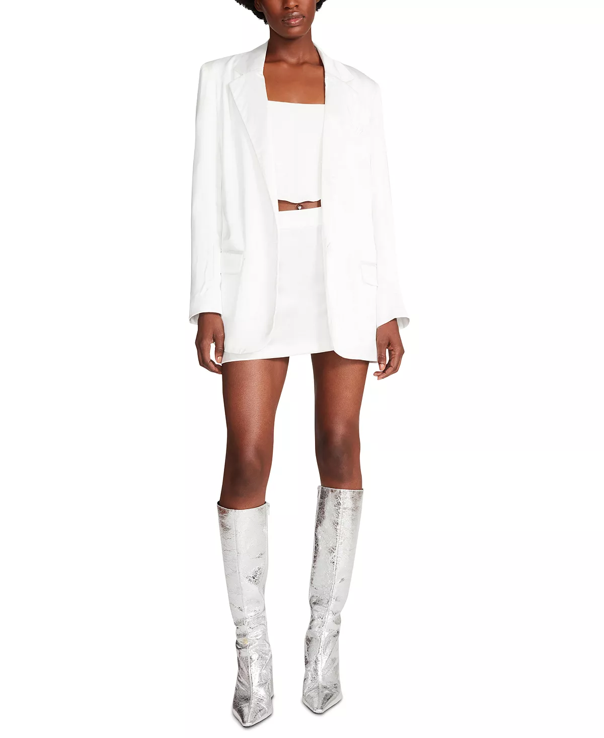 Steve Madden Women's Smooth Talk Satin Boyfriend Blazer 6 Steve Madden Women's Smooth Talk Satin Boyfriend Blazer - Image 6