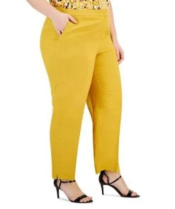 Kasper Plus Size Mid-Rise Straight-Leg Slit-Hem Pants -CeCe cloth-shop 23649741 fpx