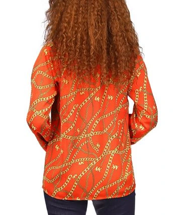 Michael Kors Women's Logo-Print Chain Split-Neck Top, Regular & Petite 2 Michael Kors Women's Logo-Print Chain Split-Neck Top, Regular & Petite - Image 2