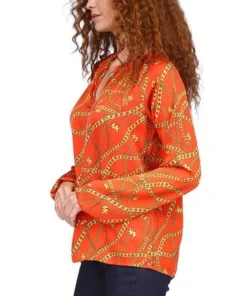 Michael Kors Women's Logo-Print Chain Split-Neck Top, Regular & Petite 8 Michael Kors Women's Logo-Print Chain Split-Neck Top, Regular & Petite -CeCe cloth-shop 23650930 fpx