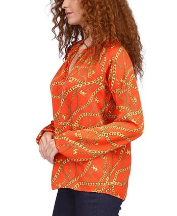 Michael Kors Women's Logo-Print Chain Split-Neck Top, Regular & Petite 3 Michael Kors Women's Logo-Print Chain Split-Neck Top, Regular & Petite - Image 3