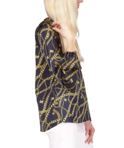 Michael Kors Women's Logo-Print Chain Split-Neck Top, Regular & Petite 10 Michael Kors Women's Logo-Print Chain Split-Neck Top, Regular & Petite -CeCe cloth-shop 23650936 fpx