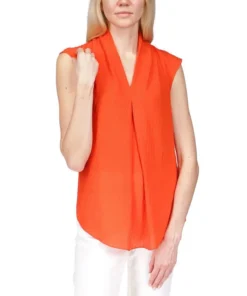 Michael Kors Women's Pinstripe Crepe Pleated Top