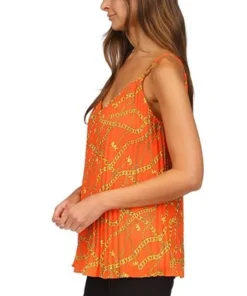 Michael Kors Women's Chain-Print Pleated Tank Top -CeCe cloth-shop 23650945 fpx