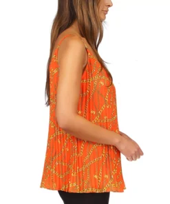 Michael Kors Women's Chain-Print Pleated Tank Top -CeCe cloth-shop 23650946 fpx