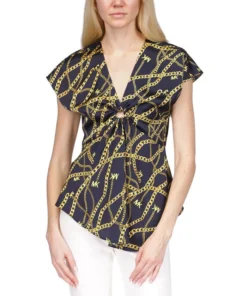 Michael Kors Women's Logo Chain-Print Ring Top