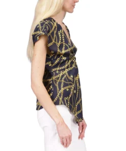 Michael Kors Women's Logo Chain-Print Ring Top -CeCe cloth-shop 23650961 fpx