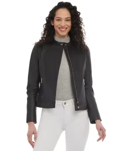 Michael Kors Women's Petite Zip-Front Leather Moto Jacket -CeCe cloth-shop 23655873 fpx