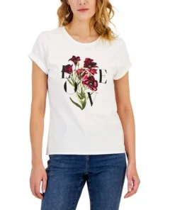 INC International Concepts Women's Love Rolled-Cuff Graphic T-Shirt, Created For Macy's