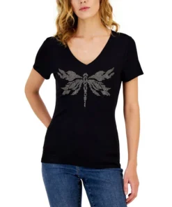 INC International Concepts Women's Embellished Ribbed Graphic Top, Created For Macy's