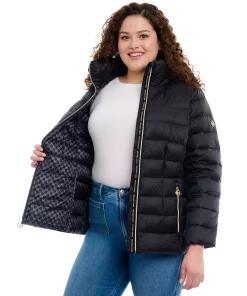 Michael Kors Women's Plus Size Hooded Packable Down Shine Puffer Coat, Created For Macy's -CeCe cloth-shop 23666207 fpx