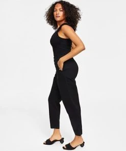 Bar III Women's Button Fly High Rise Tapered Pants, Created For Macy's -CeCe cloth-shop 23673420 fpx
