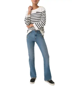 Karl Lagerfeld Paris Women's Cotton Signature Striped Top -CeCe cloth-shop 23676598 fpx