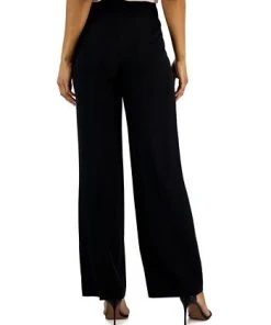 Anne Klein Women's Crepe De Chine High-Rise Wide-Leg Pants With Pleats -CeCe cloth-shop 23676816 fpx