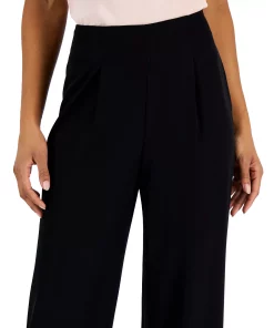 Anne Klein Women's Crepe De Chine High-Rise Wide-Leg Pants With Pleats -CeCe cloth-shop 23676817 fpx