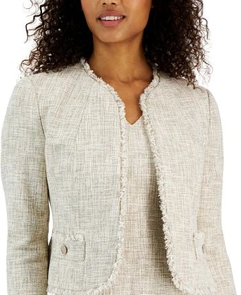 Anne Klein Women's Fringed Open-Front Tweed Tulip Jacket 2 Anne Klein Women's Fringed Open-Front Tweed Tulip Jacket - Image 2