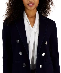 Anne Klein Women's Denim Faux Double Breasted Blazer -CeCe cloth-shop 23676961 fpx