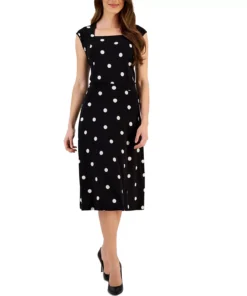 Kasper Women's Square-Neck Polka Dot Cap-Sleeve Top -CeCe cloth-shop 23677383 fpx