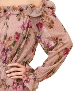 Adrianna Papell Women's Printed Ruffled Off-The-Shoulder Top 8 Adrianna Papell Women's Printed Ruffled Off-The-Shoulder Top -CeCe cloth-shop 23684840 fpx