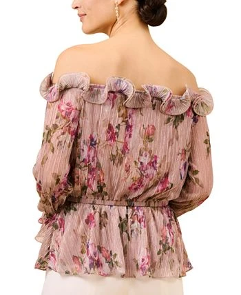 Adrianna Papell Women's Printed Ruffled Off-The-Shoulder Top 2 Adrianna Papell Women's Printed Ruffled Off-The-Shoulder Top - Image 2
