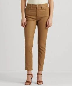 Lauren Ralph Lauren Women's Stretch Leather Skinny Ankle Pants
