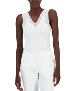 Anne Klein Women's V-Neck Mesh-Trim Tank Top