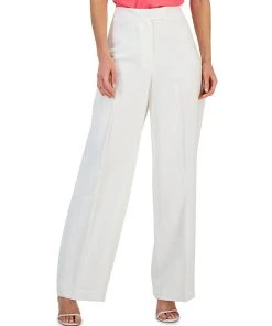 Anne Klein Women's Asymmetrical-Fly Wide-Leg High Rise Pants