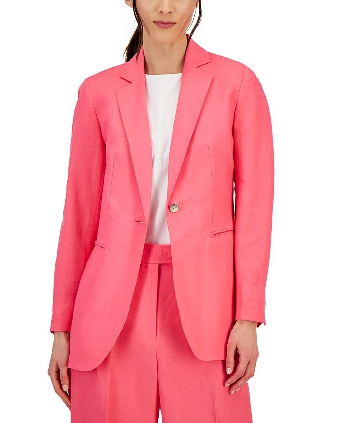 Anne Klein Women's Linen-Blend One-Button Blazer 1 Anne Klein Women's Linen-Blend One-Button Blazer