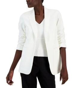 Anne Klein Women's Collection Scrunch-Sleeve Open-Front Blazer