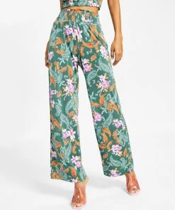 Bar III Women's Floral-Print Wide-Leg Pull-On Pants, Created For Macy's