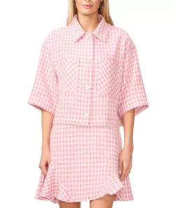 CeCe Women's Tweed Elbow-Sleeve Shirt Jacket -CeCe cloth-shop 23734006 fpx