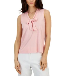 Anne Klein Women's Harmony Tie-Neck Sleeveless Shell Top