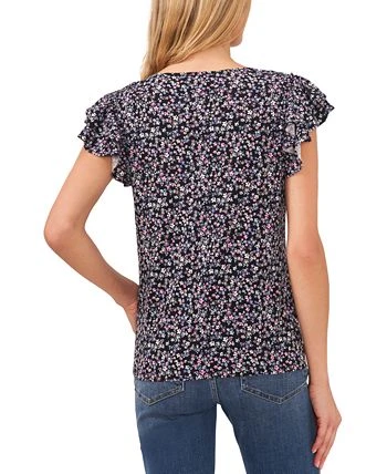 CeCe Women's Floral-Print Double-Ruffle Sleeve Top 2 CeCe Women's Floral-Print Double-Ruffle Sleeve Top - Image 2
