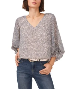 Vince Camuto Women's V-neck Blouson Sleeve Blouse