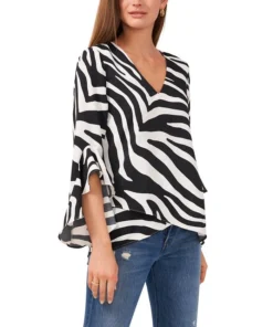 Vince Camuto Women's Flutter Sleeve Zesty Zebra Blouse