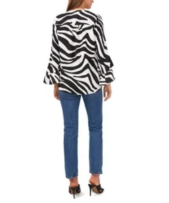 Vince Camuto Women's Flutter Sleeve Zesty Zebra Blouse -CeCe cloth-shop 23755937 fpx