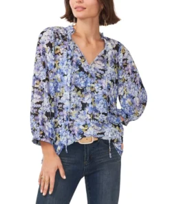 Vince Camuto Women's Raglan Sleeve Split-Neck Blouse