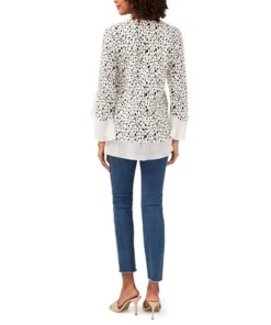 Vince Camuto Women's Flutter Sleeve V-Neck Animal Print Top -CeCe cloth-shop 23755987 fpx