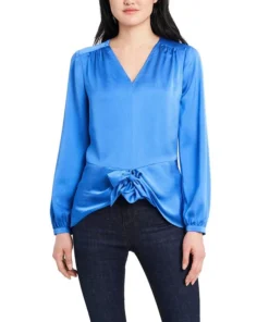 Vince Camuto Women's Long Sleeve Tie Front V-Neck Blouse
