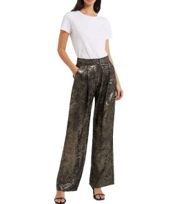 French Connection Women's Alara Molten Metallic Suit Trousers