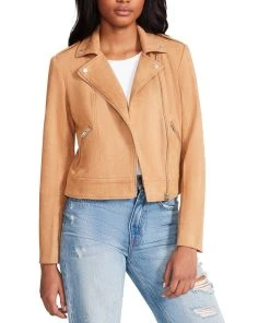 Steve Madden Women's Faux-Suede Zip-Front Moto Jacket